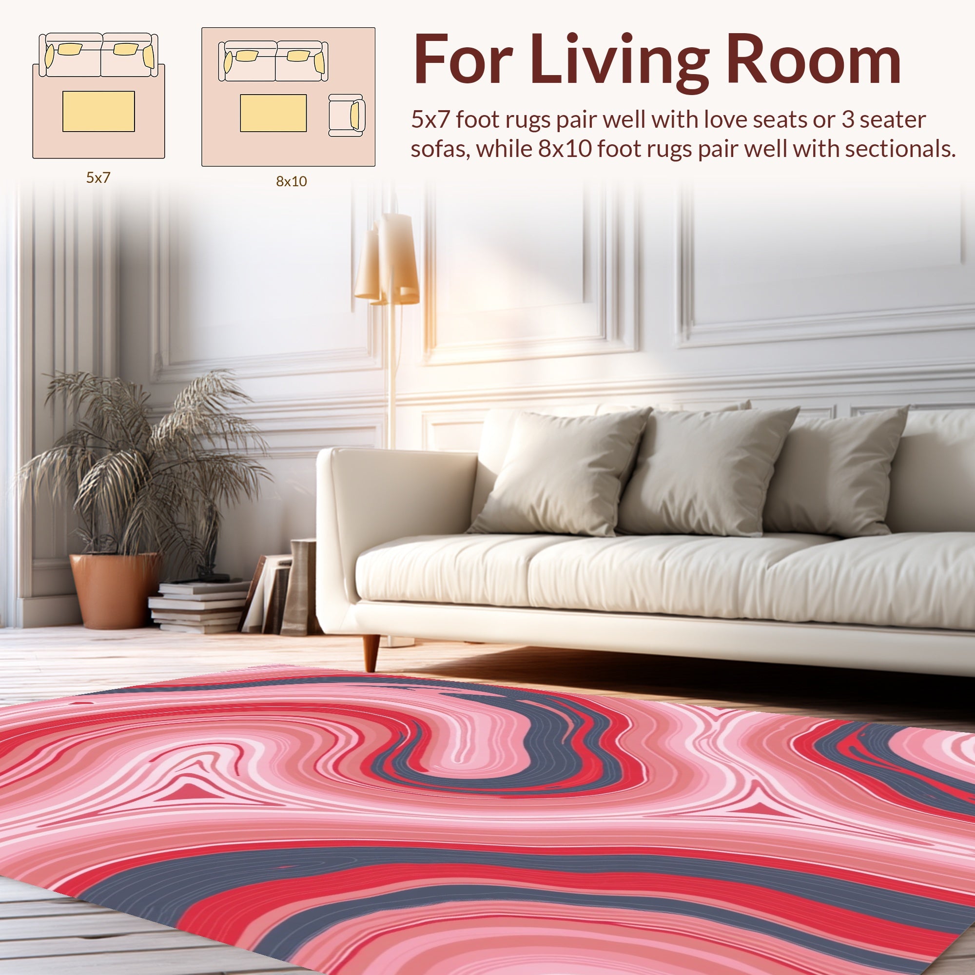 Pink Swirl Marble Pattern Rug