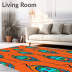 Vibrant Peacock Feather Pattern Rug