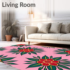 Crimson Petal Floral Arrangement Rug
