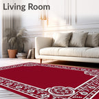 Red Floral With White Border Design Rug