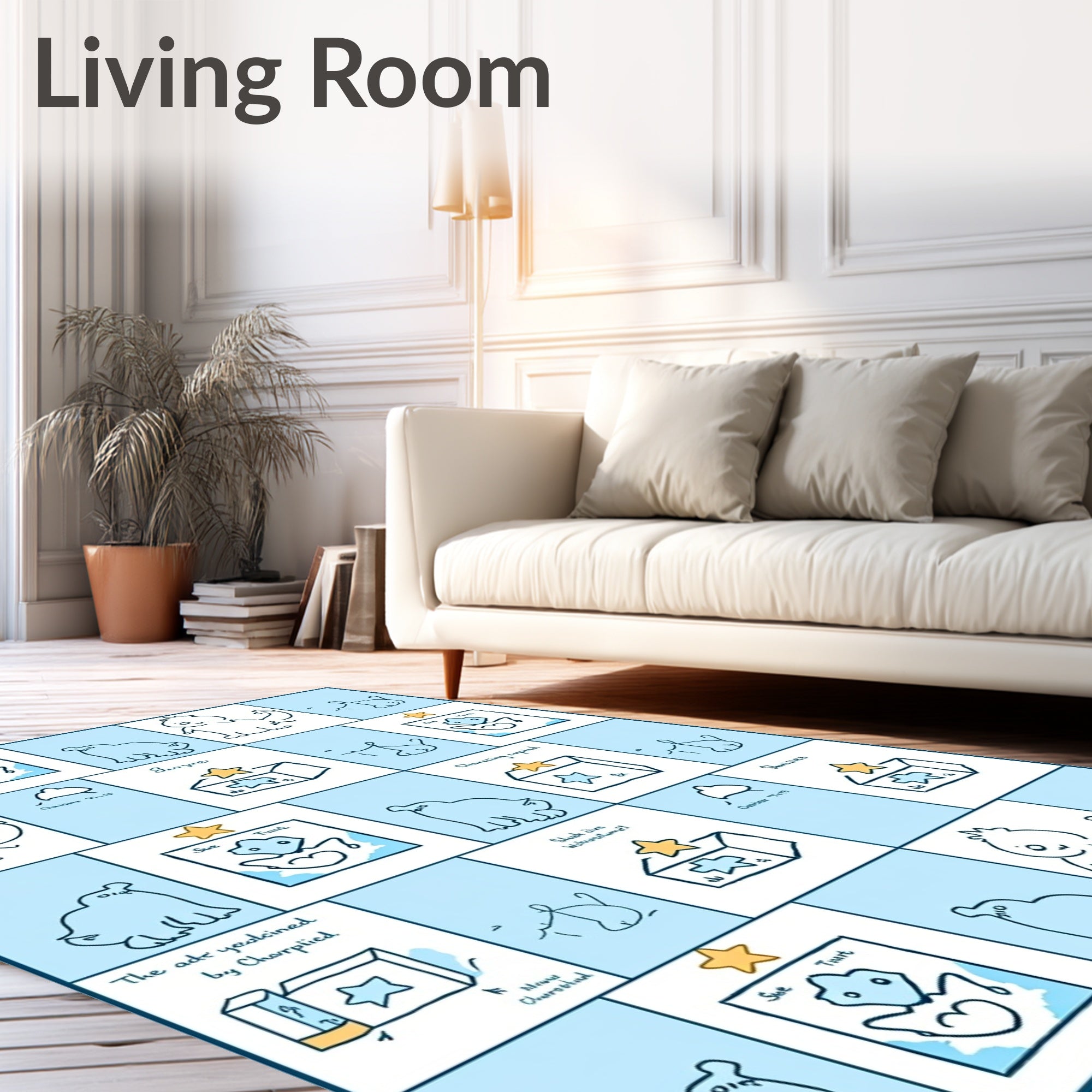 Abstract Doodle Character Pattern Rug