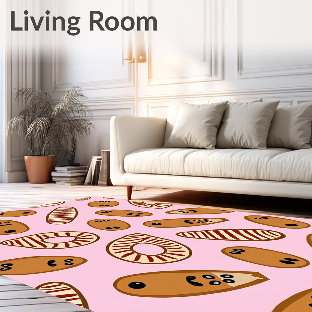 Whimsical Characters And Stripes Pattern Rug