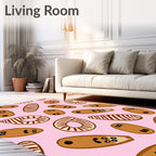 Whimsical Characters And Stripes Pattern Rug