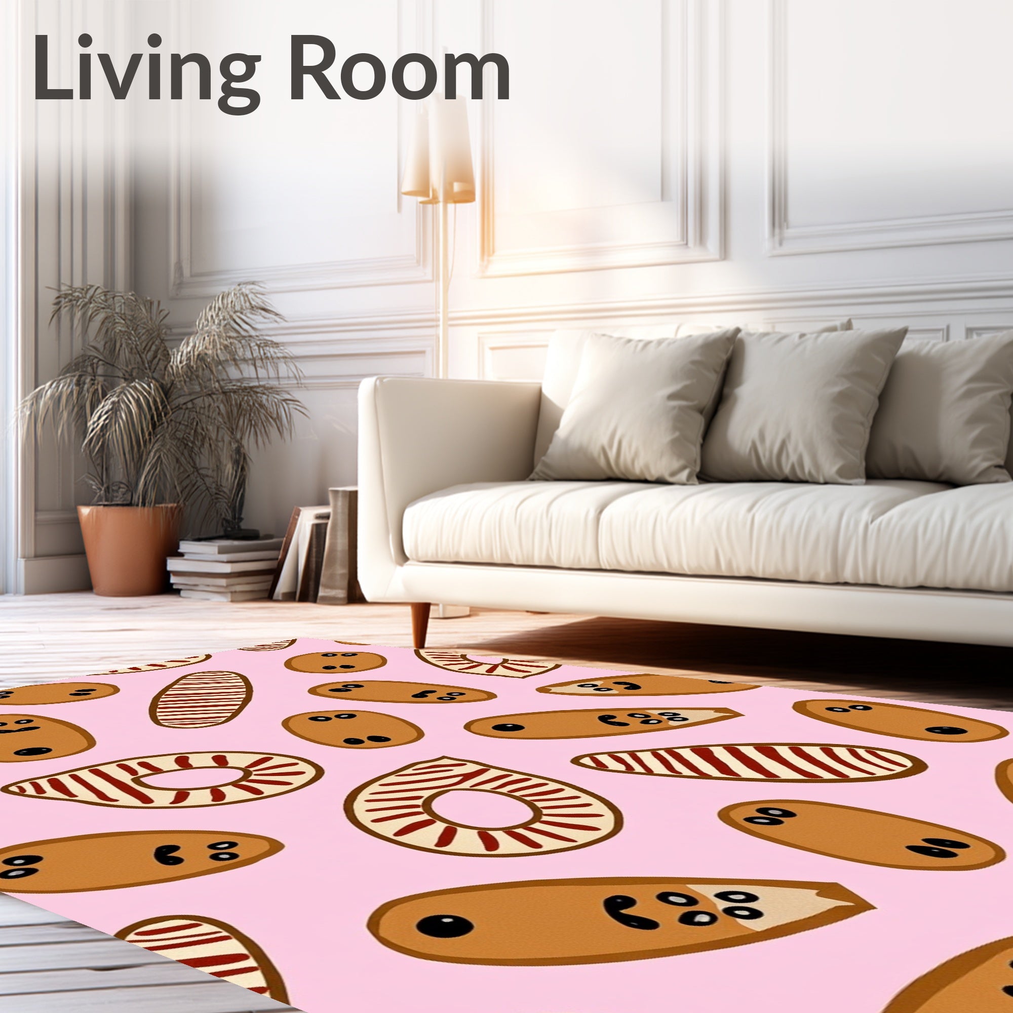 Whimsical Characters And Stripes Pattern Rug