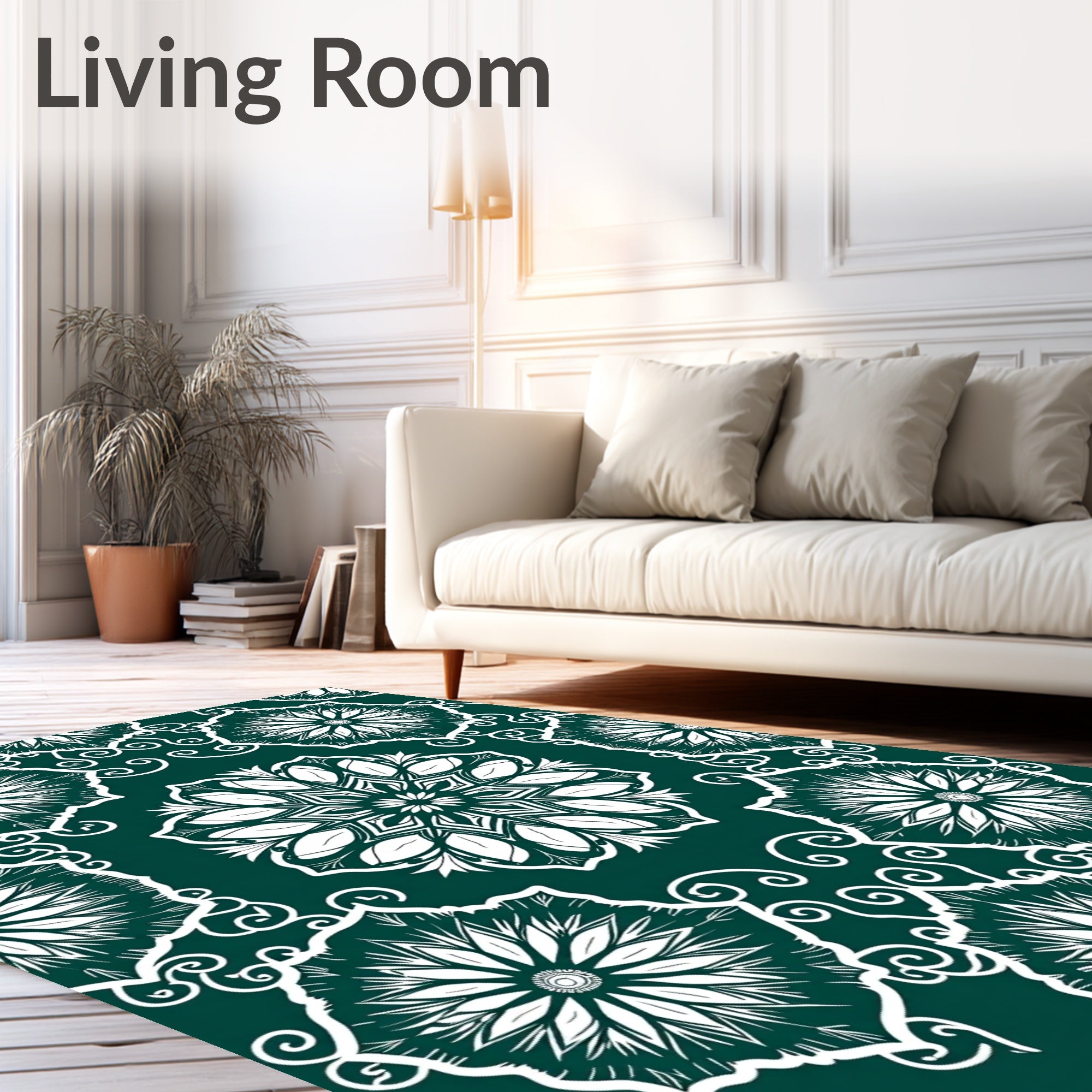 Intricate Floral Mandala Pattern Rug