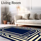 Navy and Gold Geometric Arch Rug