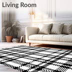 Classic Black White Checked Pattern Rug