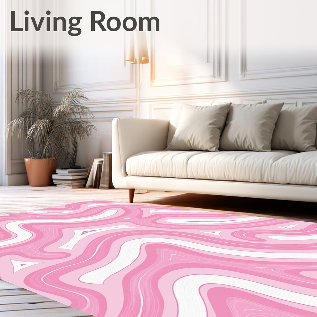 Pink Swirl Abstract Pattern Design Rug