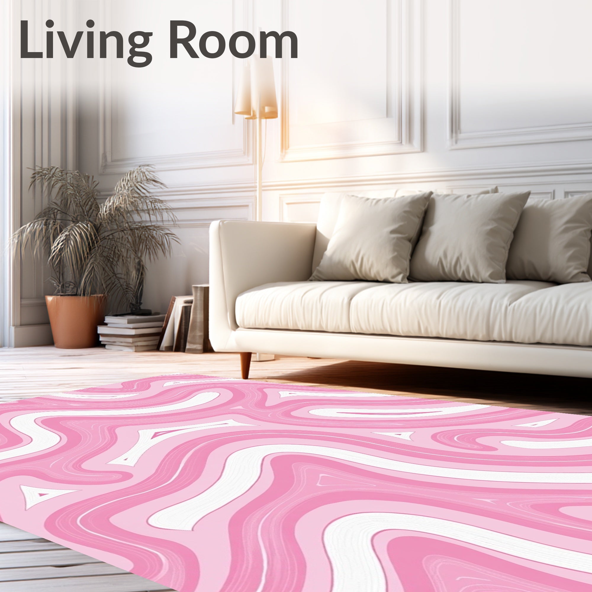Pink Swirl Abstract Pattern Design Rug