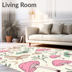 Whimsical Mushrooms Butterflies Moons Pattern Rug