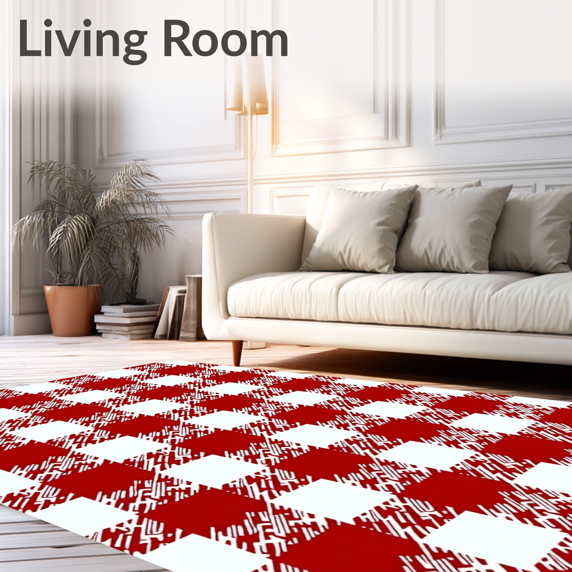 Red and White Buffalo Check Rug