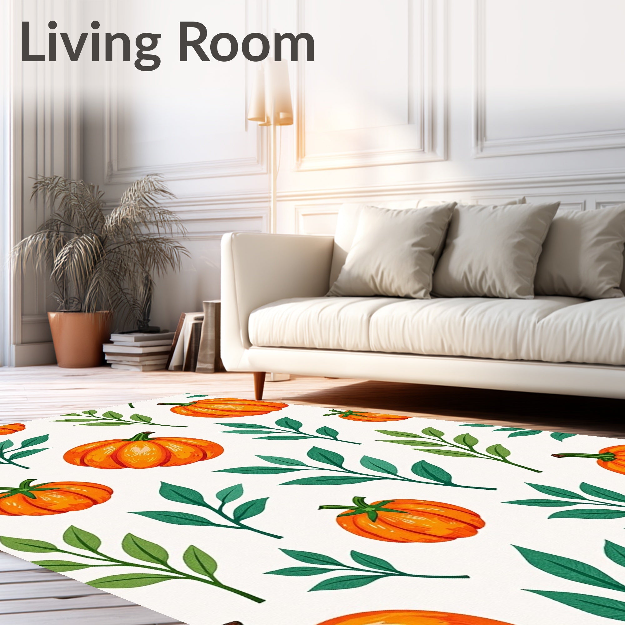 Autumn Pumpkin Leaf Pattern Rug