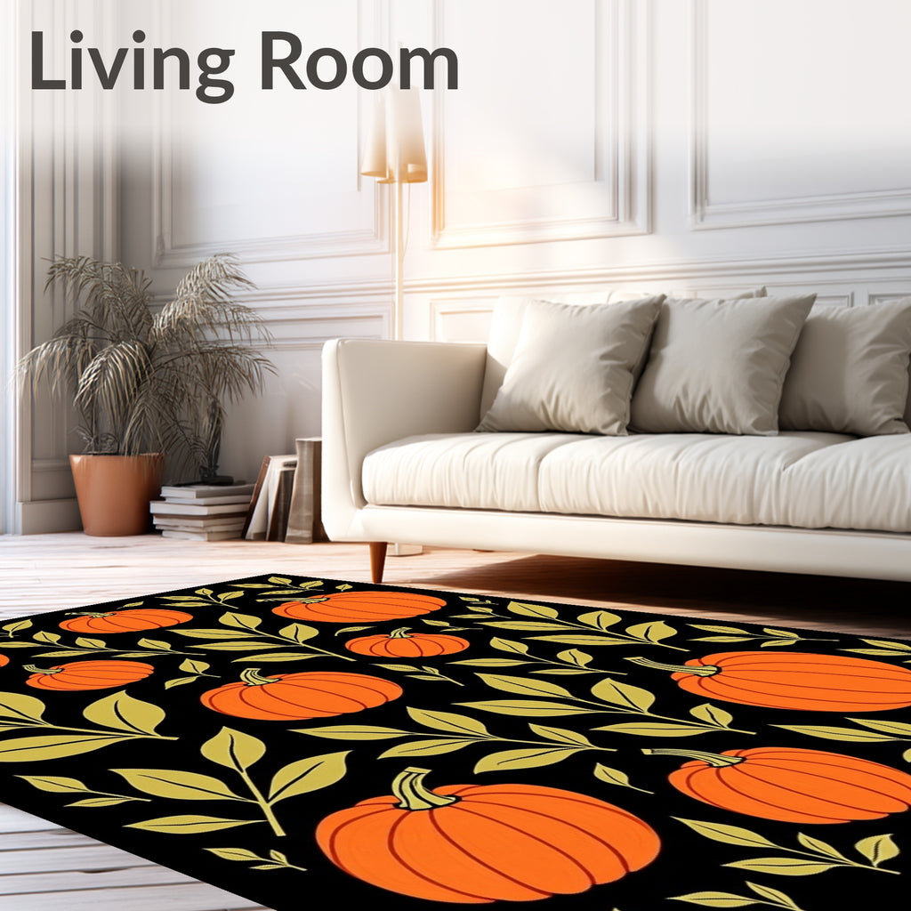 Orange Pumpkin Leaf Pattern Rug
