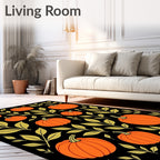 Orange Pumpkin Leaf Pattern Rug