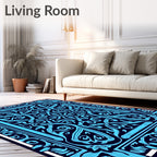 Abstract Blue Ornamental Pattern Design Rug