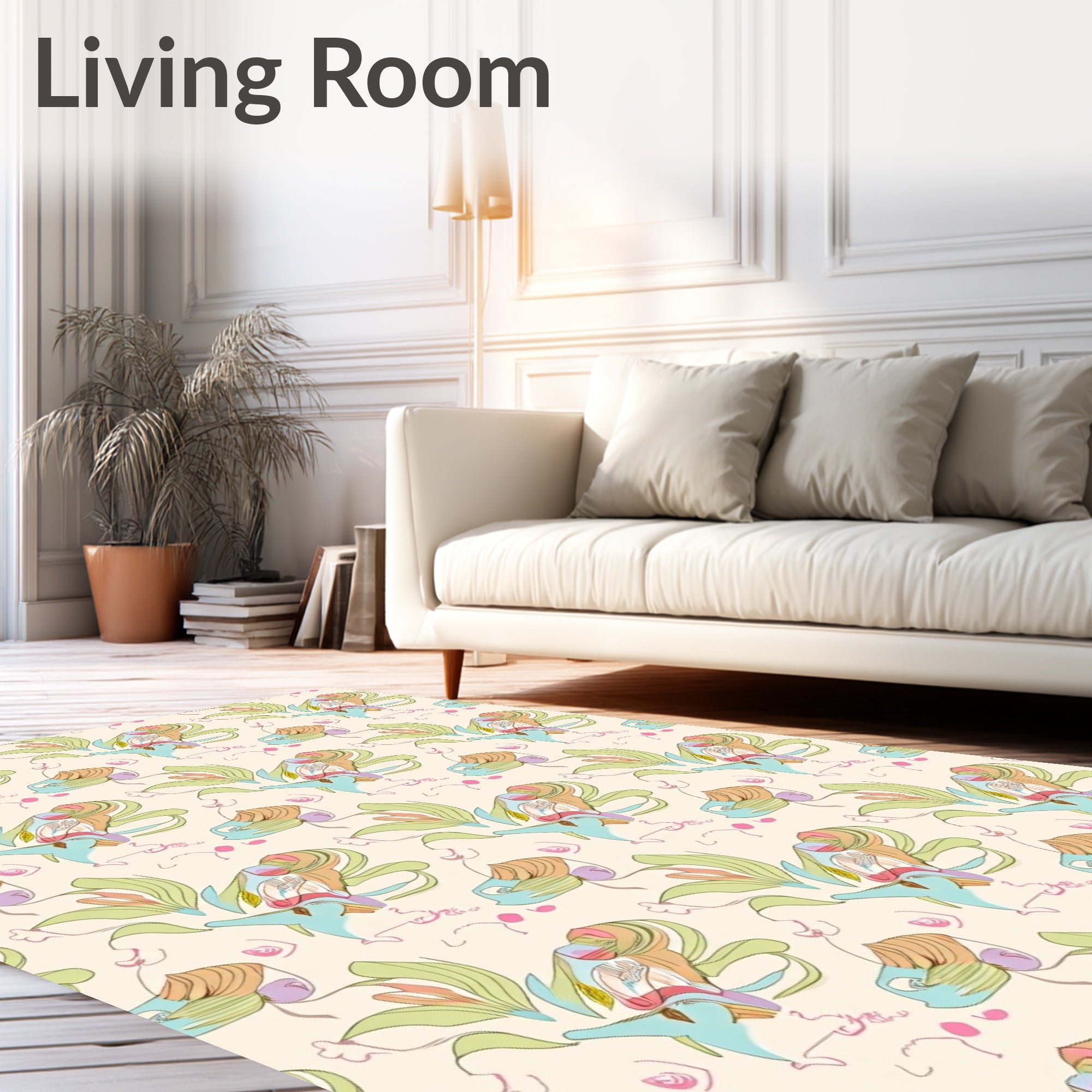 Abstract Floral Leaf Pattern Rug