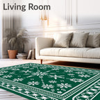 Green Snowy Snowflake Mandala Design Rug