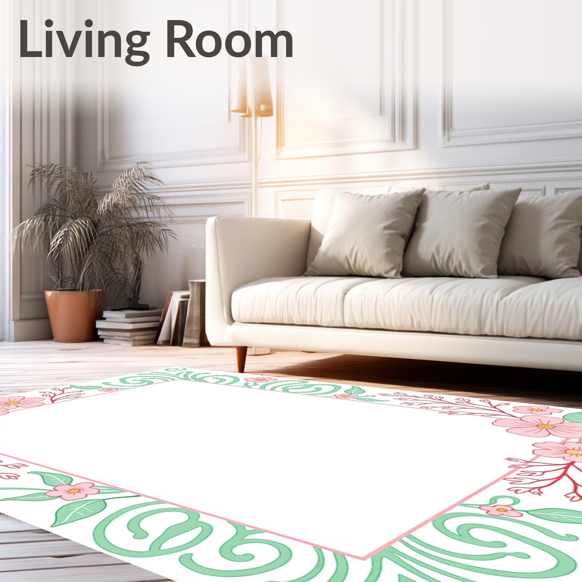 Pastel Floral Swirls Design Rug