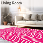 Abstract Pink Cream Wavy Lines Rug