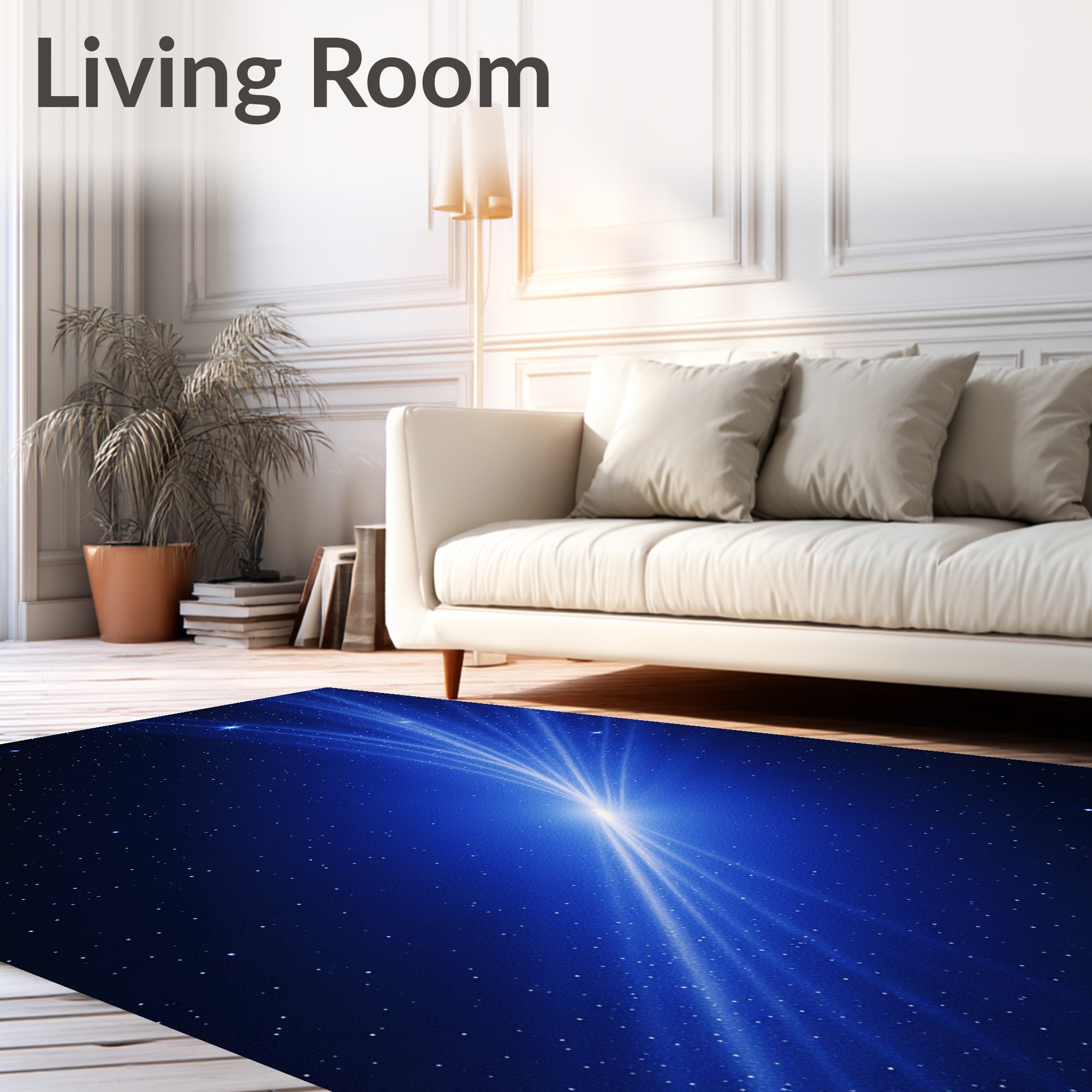 Cosmic Blue Streaking Light Design Rug