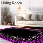 Vibrant Pink Ornate Scrollwork Frame Rug