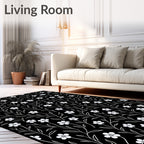 White Floral Vines Pattern Rug