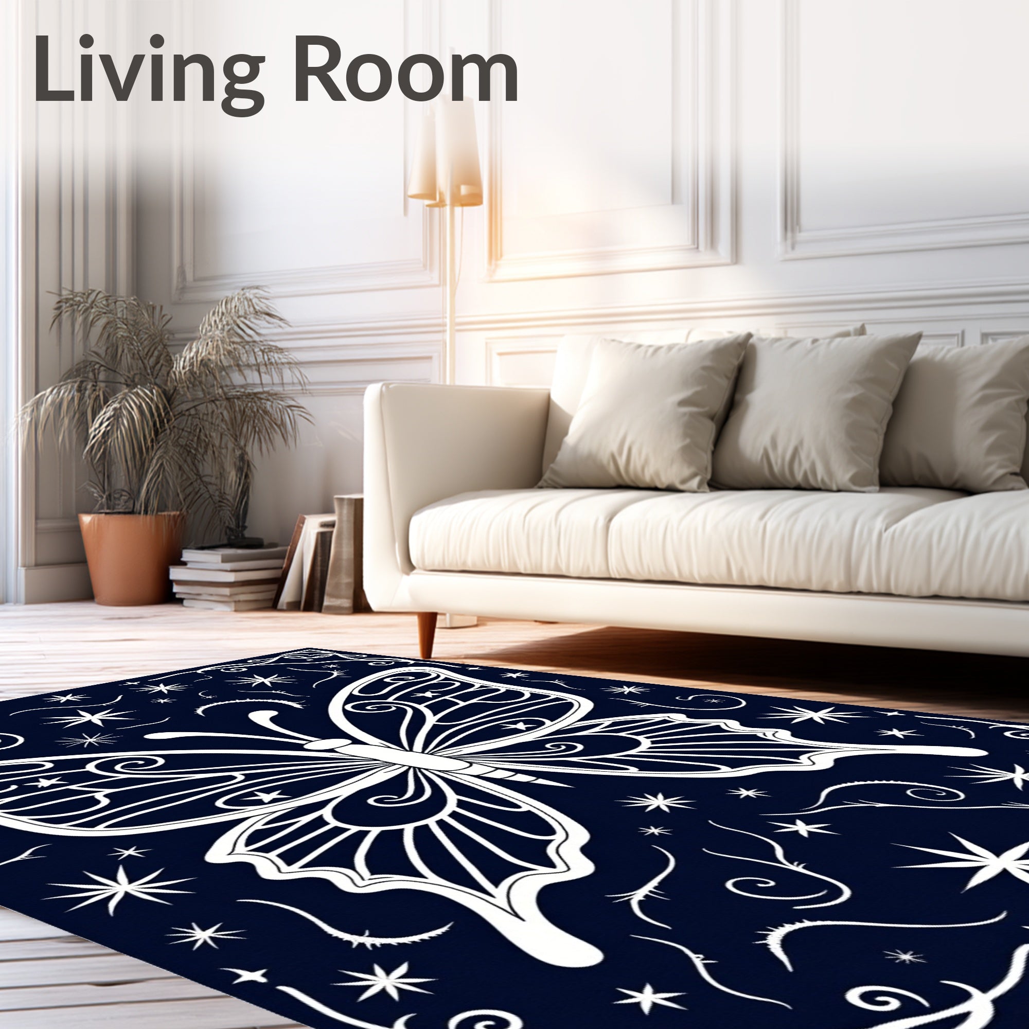 Celestial Butterfly With Star Accents Rug
