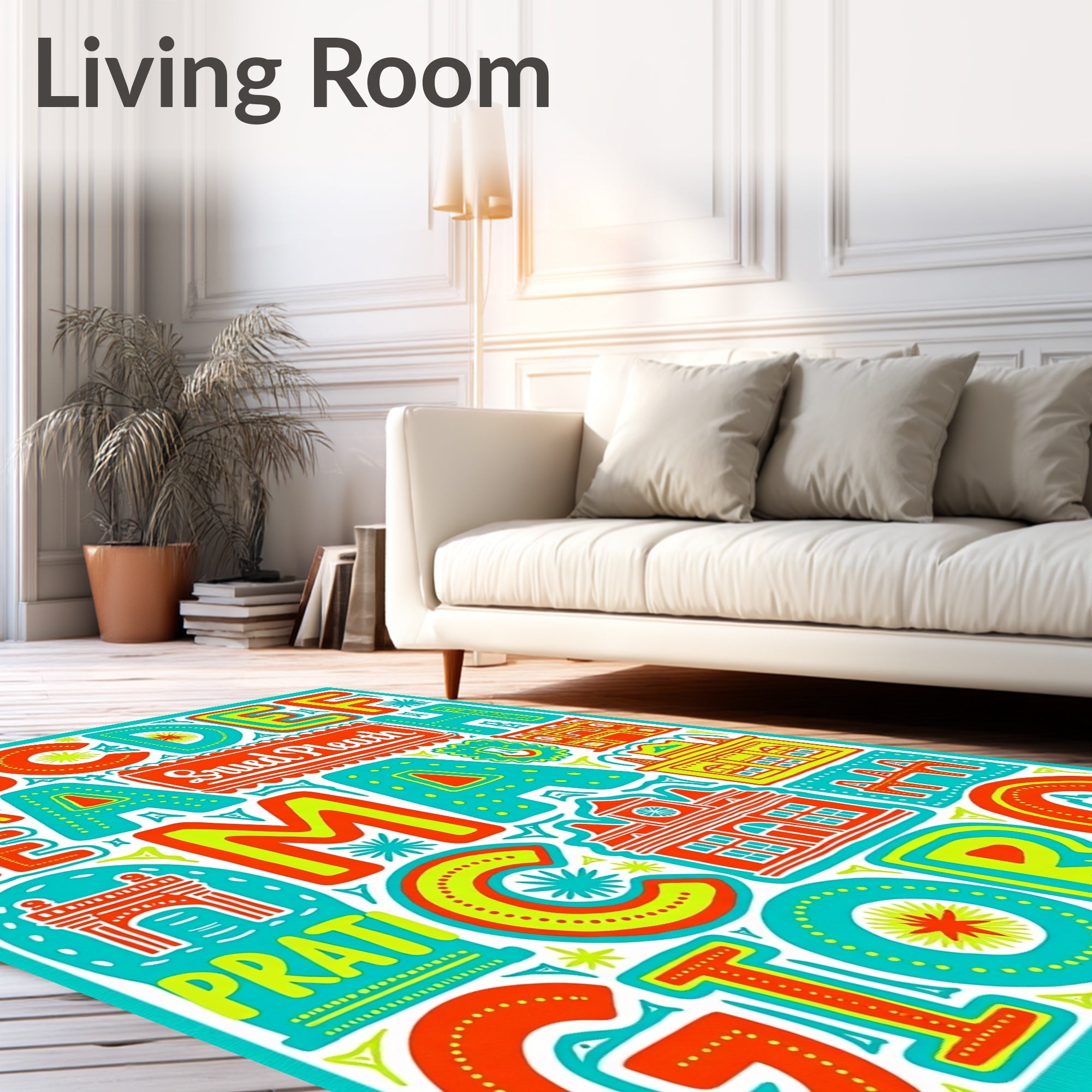 Bold Alphabet Architectural Pattern Rug