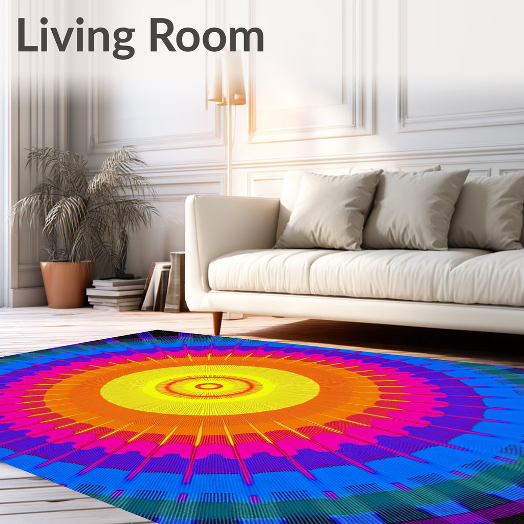 Vibrant Radial Sunburst Pattern Design Rug