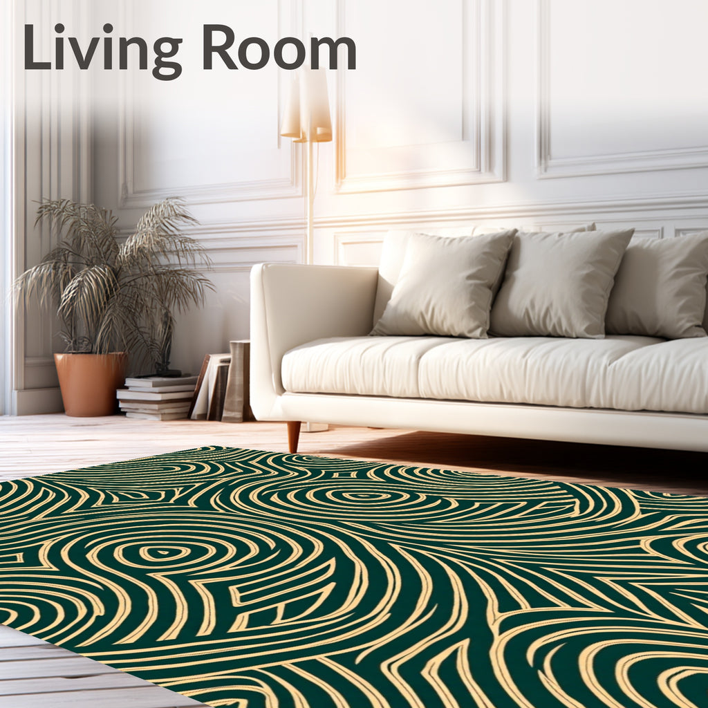 Deep Teal Flowing Lines Rug
