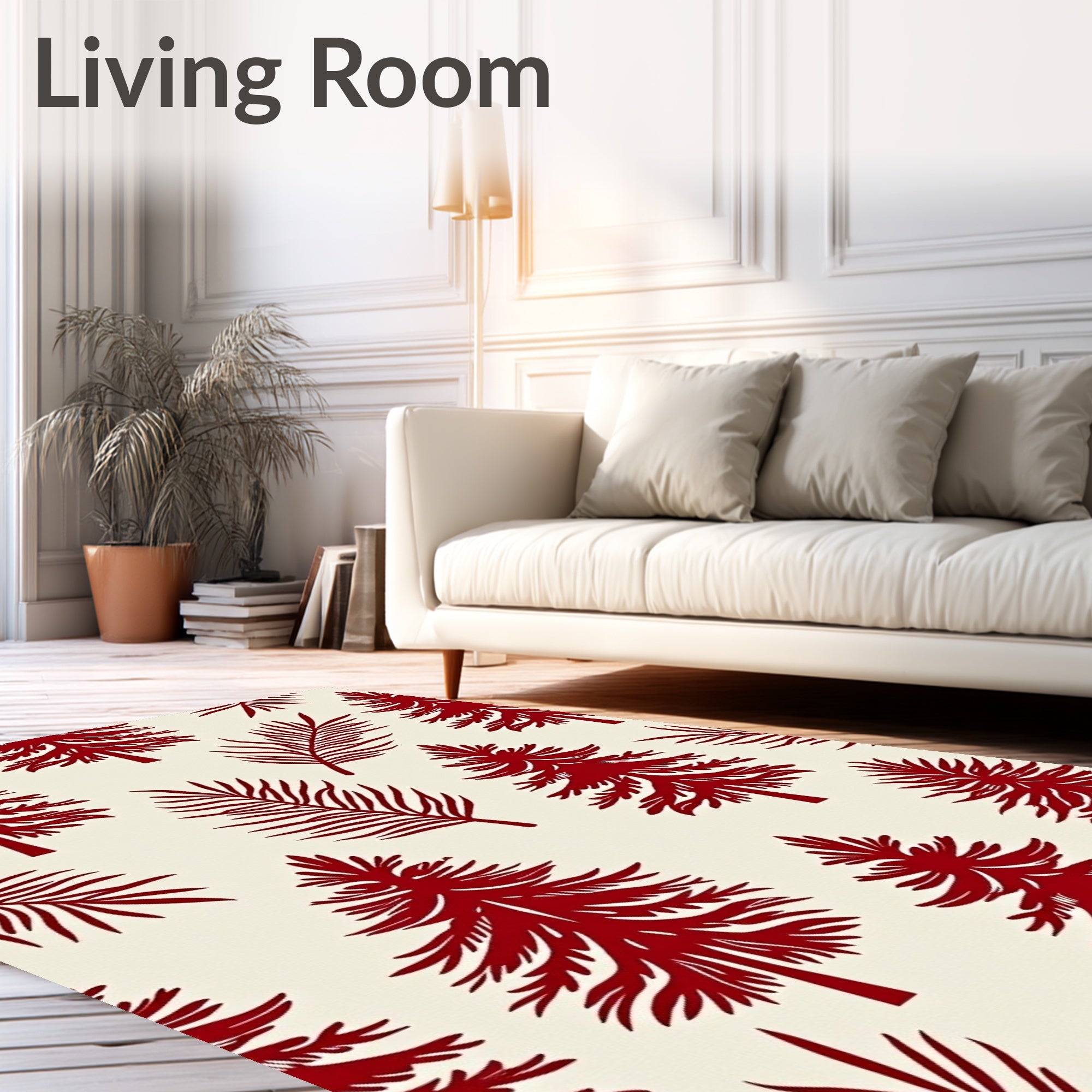 Deep Red Forest Silhouette Pattern Rug
