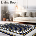 Classic Navy Geometric Chain Pattern Rug