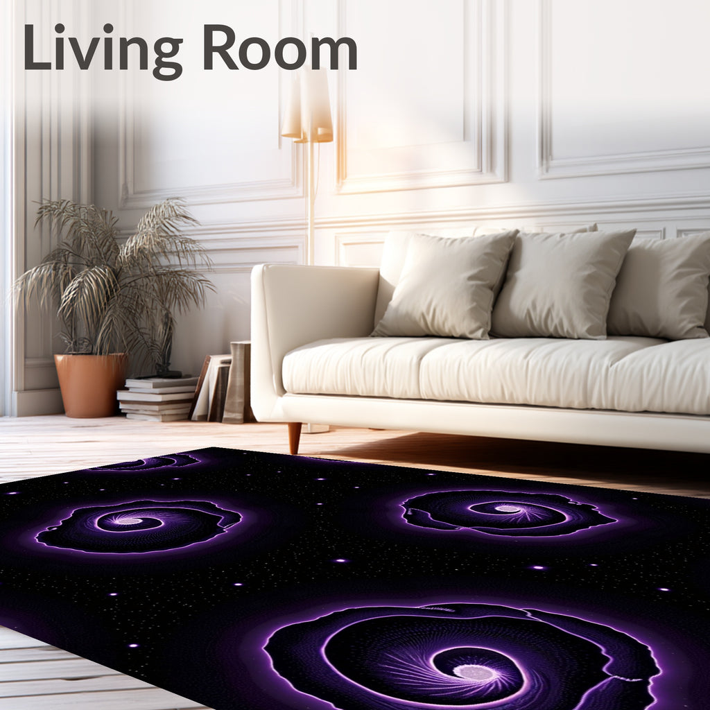 Futuristic Purple Swirl Galaxy Design Rug