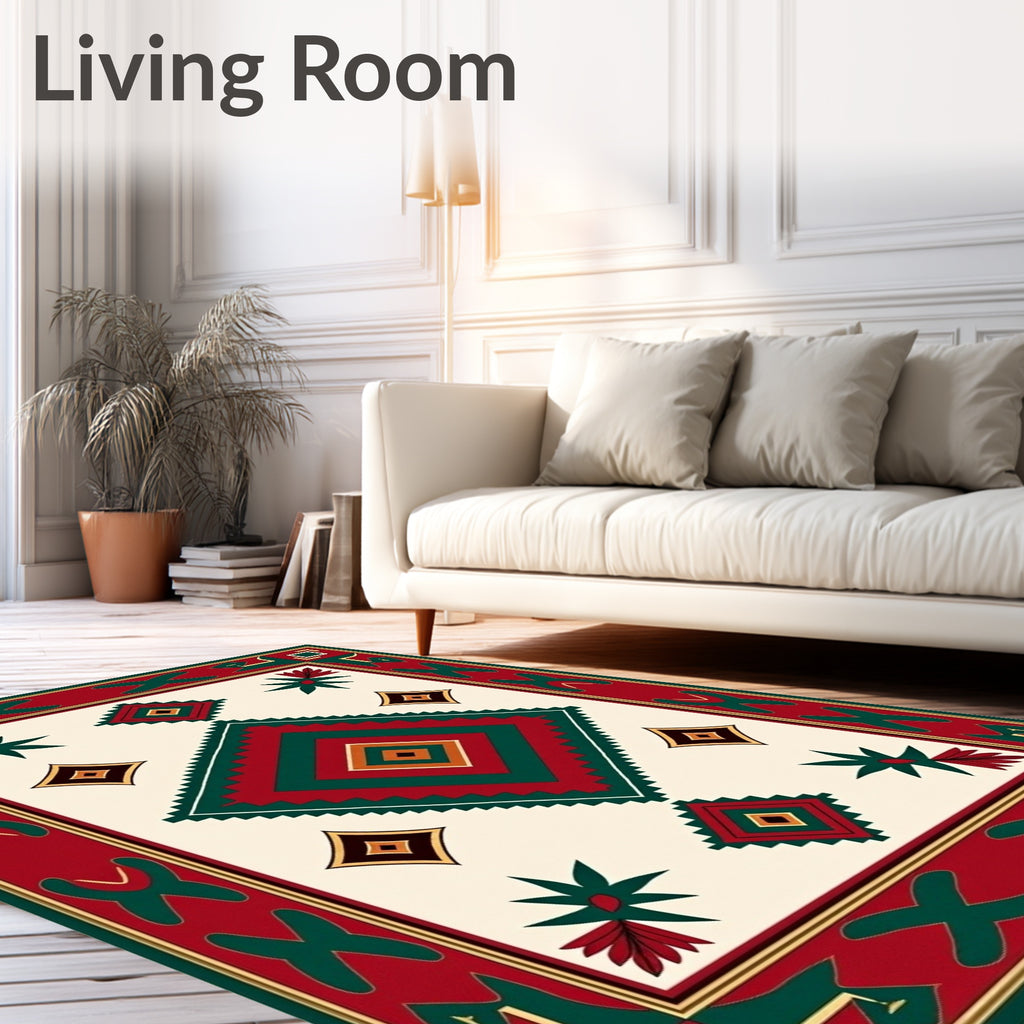 Traditional Geometric Diamond Tribal Folk Rug
