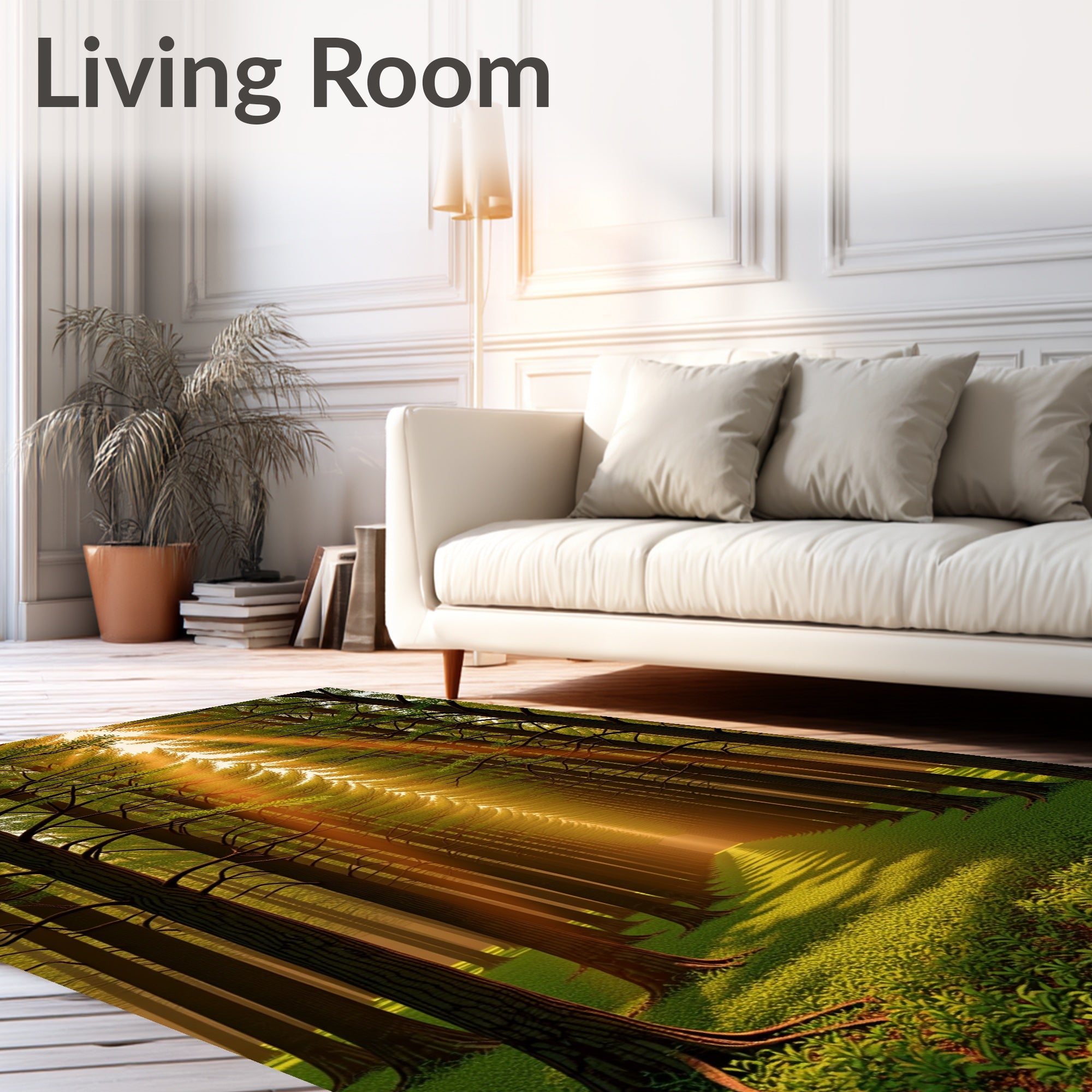 Enchanted Forest Sunlight Ray Pattern Rug