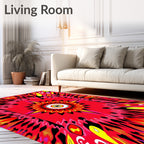 Radial Sunburst Feather Pattern Rug