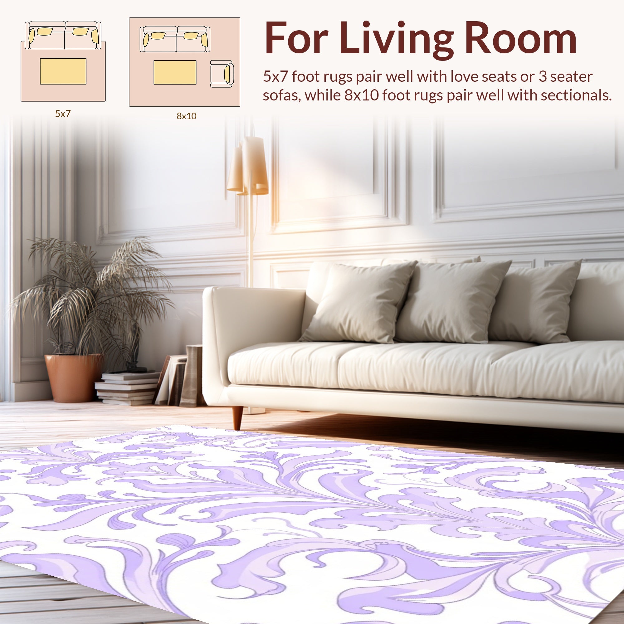 Ornate Lavender Swirl Pattern Rug