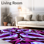 Purple Geometric Starburst Pattern Rug