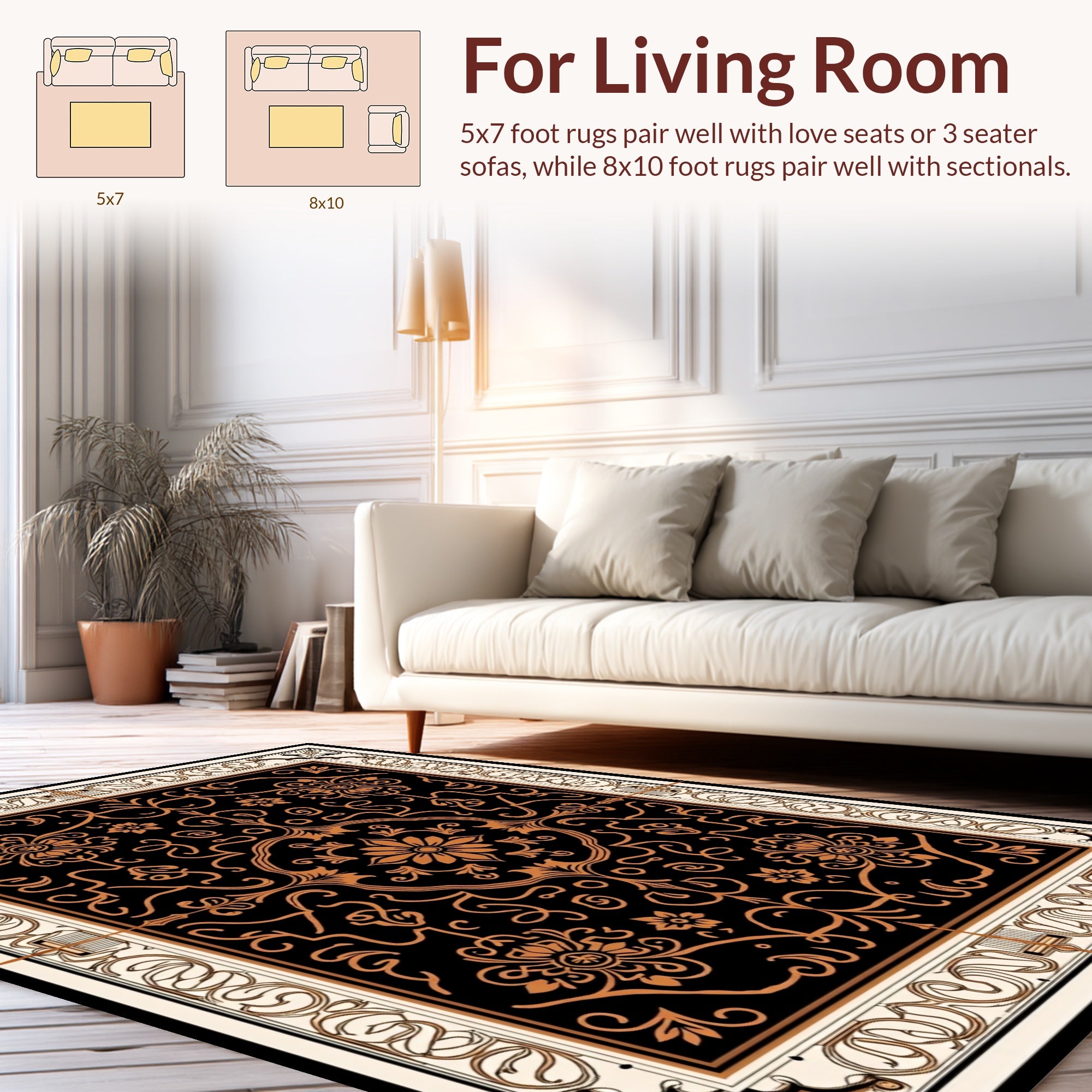 Classic Floral Scrollwork With 2 Borders Rug