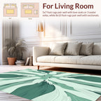 Abstract Green Leaf Pattern Rug