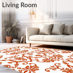 Ornate Red Floral Damask Pattern Rug
