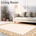 Geometric Interlocking Patterned Tan Rug