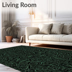 Art Nouveau Green Abstract Floral Rug