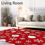 Red Festive Snowflake Ornament Pattern Rug
