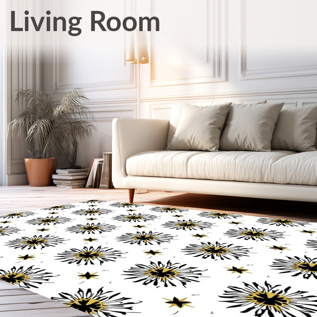 Black Gold Starburst Floral Rug
