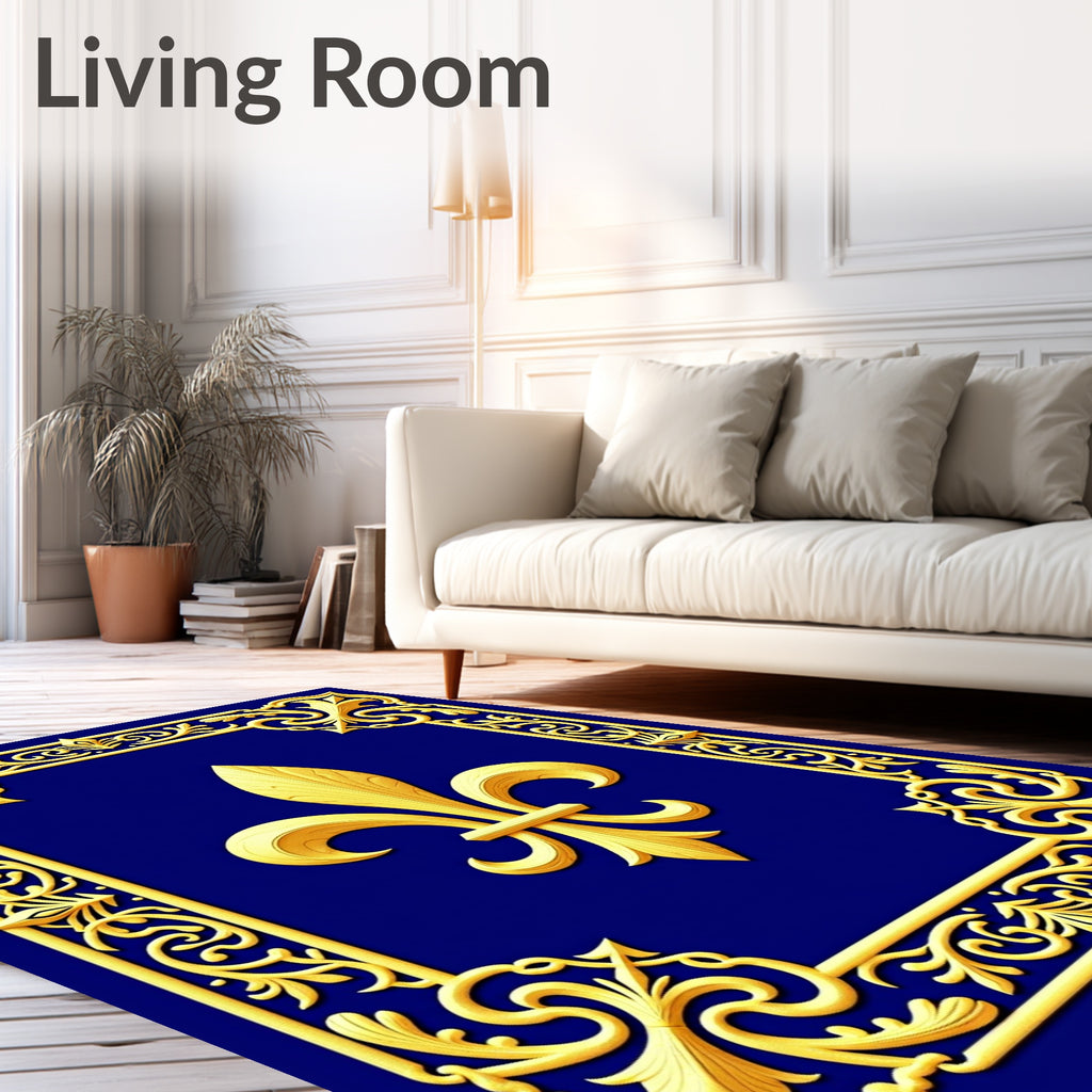 Royal Gold Fleur de Lis Pattern Rug