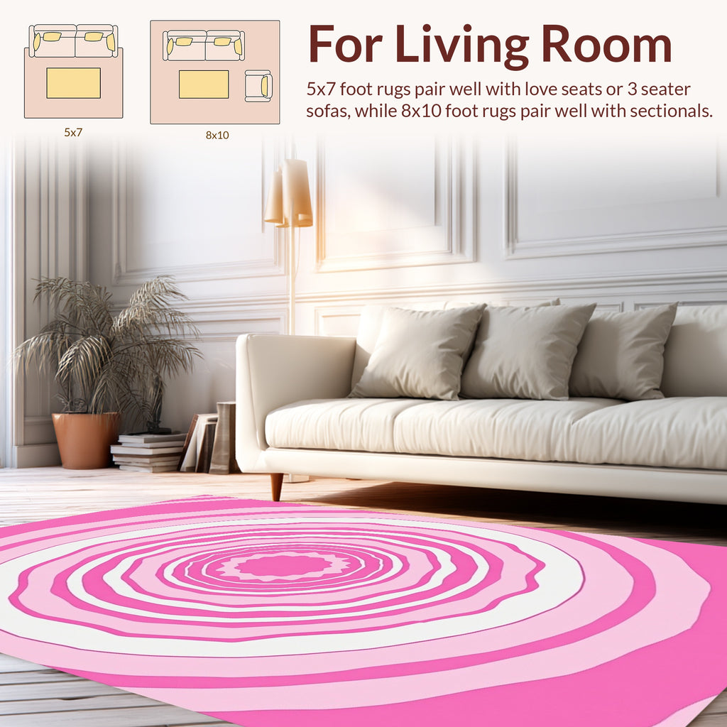 Concentric Pink Wave Pattern Rug