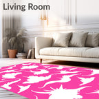 Abstract White Swirls Graphic Pattern Rug