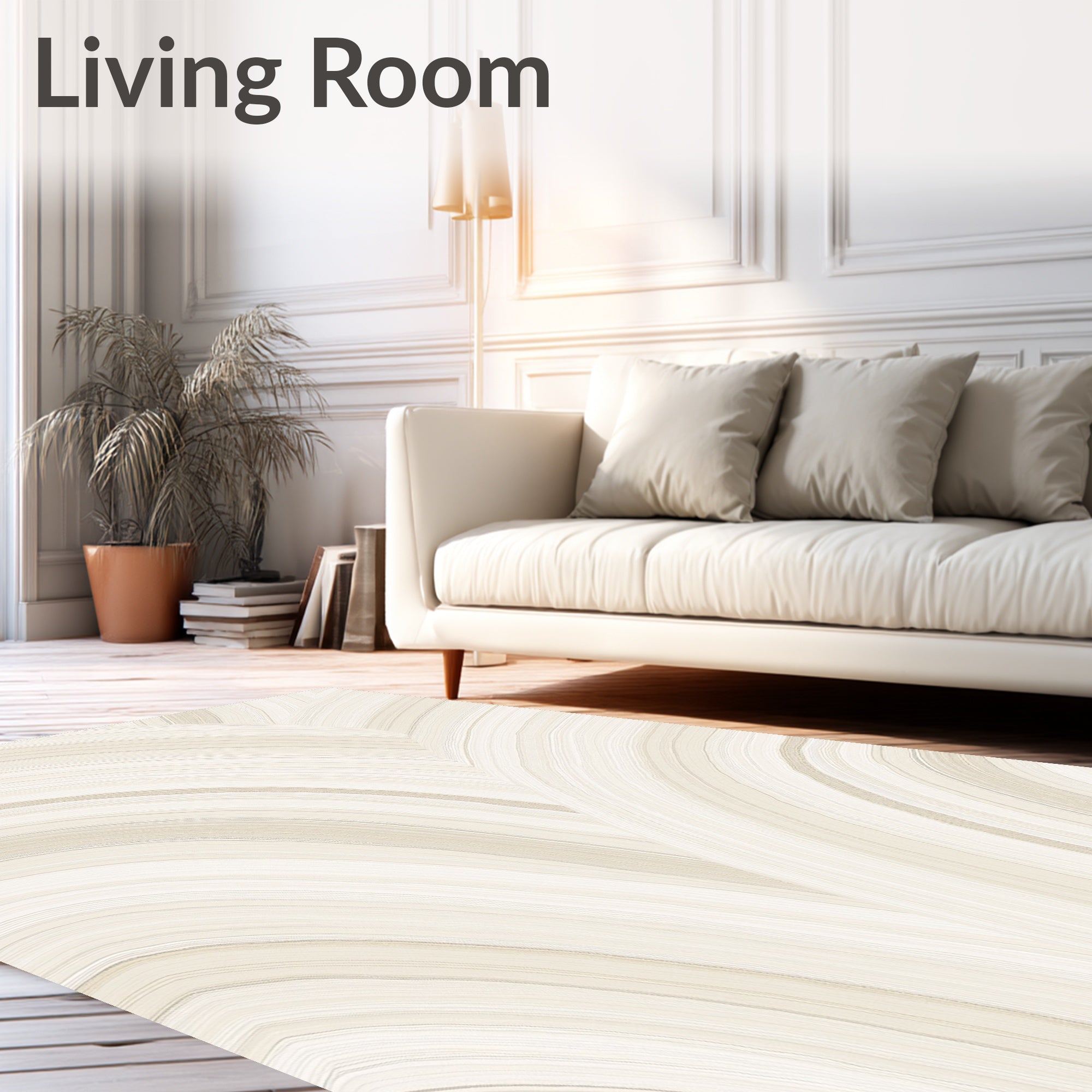 Neutral Arch Stripe Abstract Design Rug