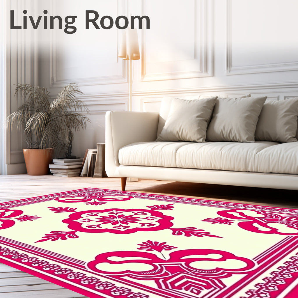 Elegant Floral Symmetry Design Rug